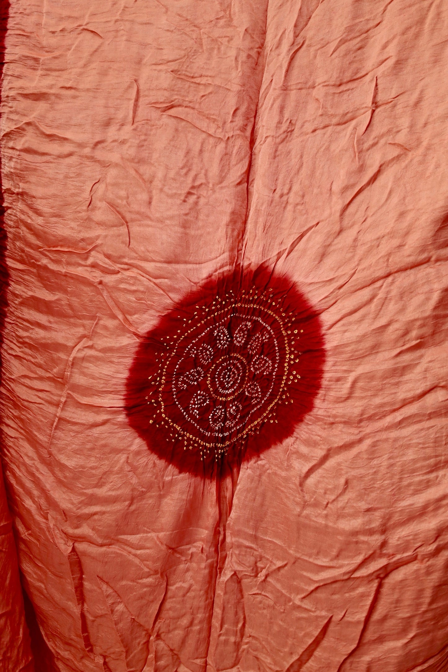 Elegant Gajji silk saree adorned with delicate Bandhani motifs and a luxurious zari pallu