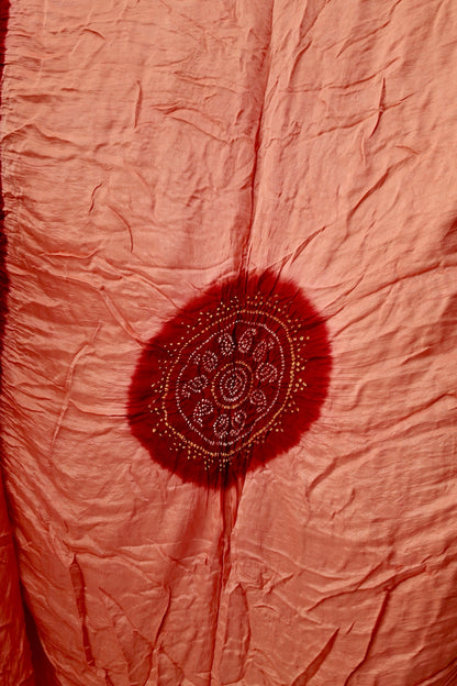 Elegant Gajji silk saree adorned with delicate Bandhani motifs and a luxurious zari pallu