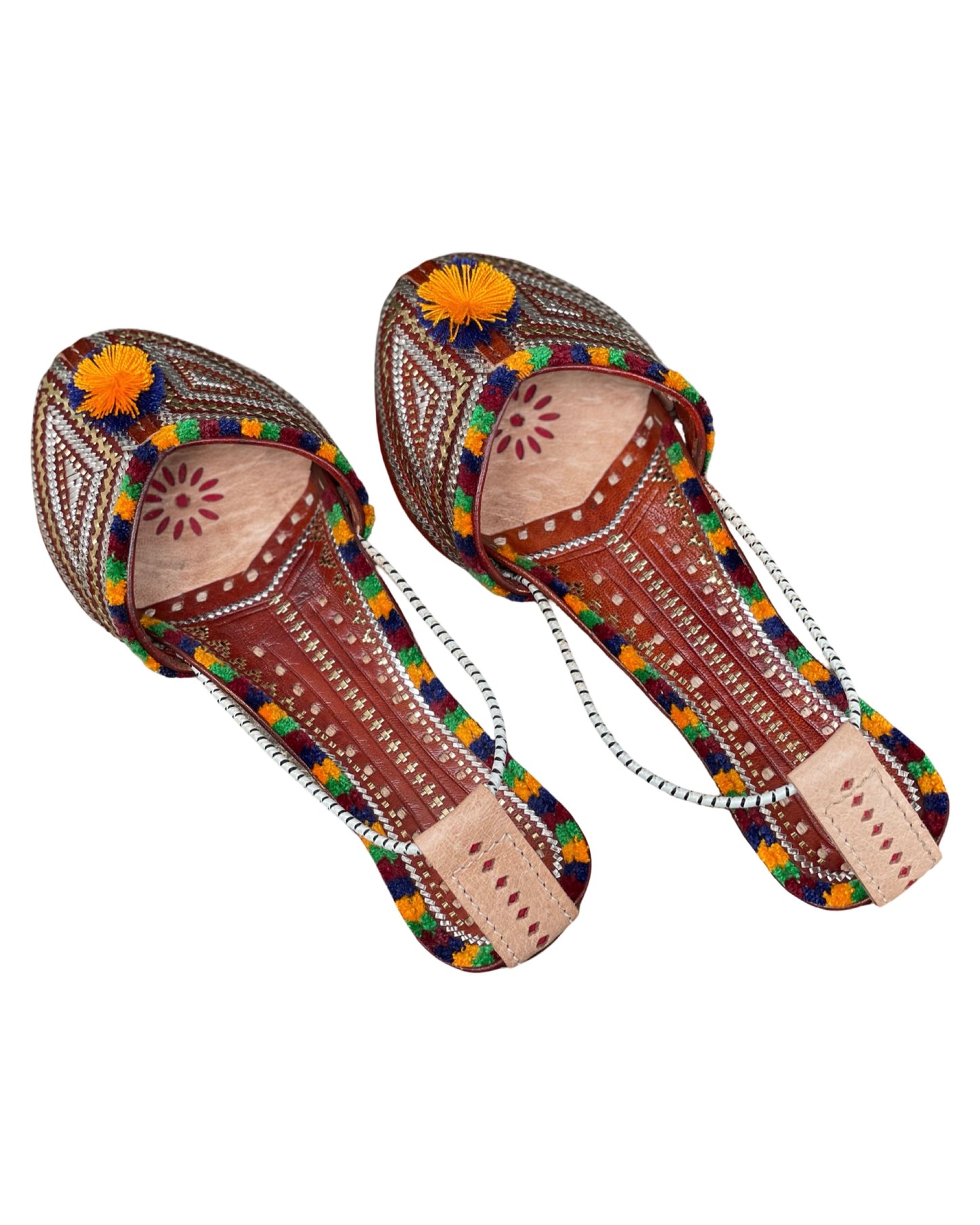 Zari handstitched leather jutti showcasing traditional craftsmanship and intricate detailing