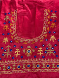 Raspberry Pink Pakko Embroidery Blouse Piece