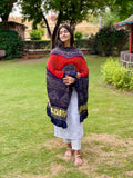 Red & Ink Blue Bandhani Gajji Silk Dupatta