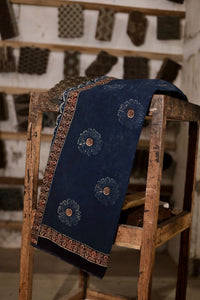 Royal Blue Ajrakh Mul Cotton Dupatta