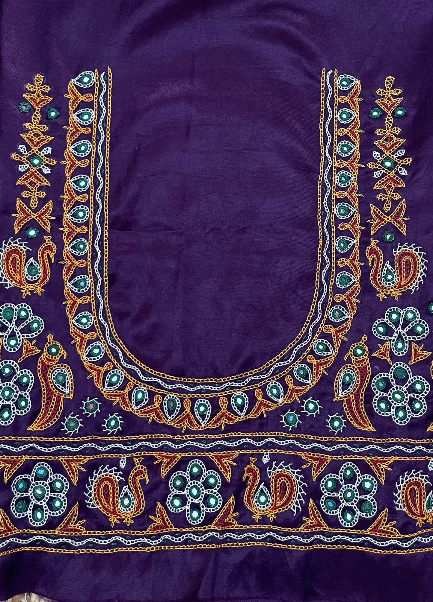 Royal purple Ahir embroidery blouse piece showcasing intricate handcrafted embroidery details