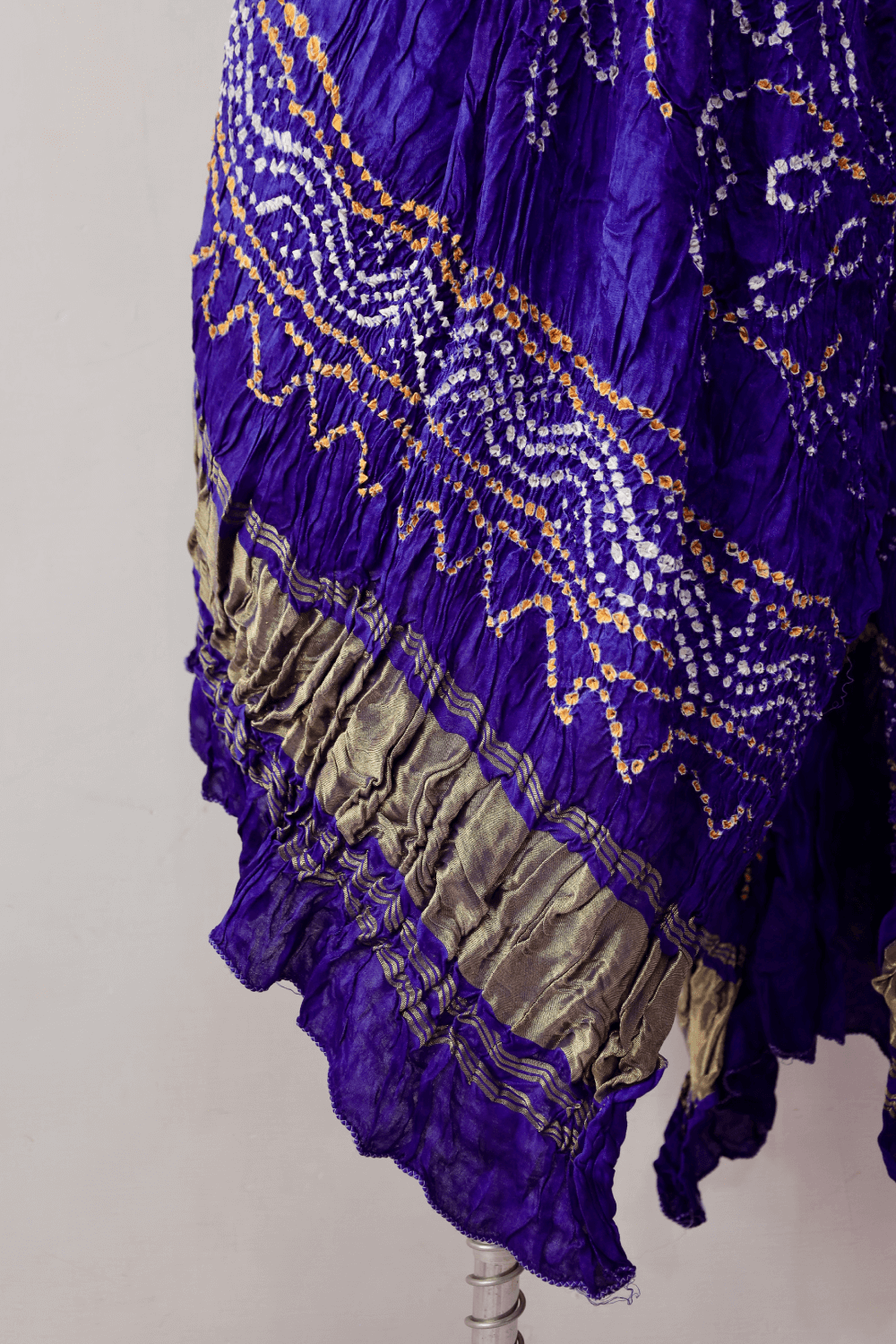 Lightweight royal violet Bandhani modal silk dupatta with soft texture and graceful flow