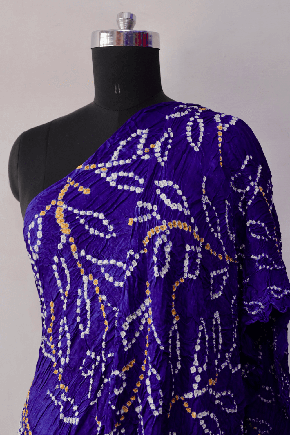 Royal violet Bandhani modal silk dupatta featuring traditional tie-dye craftsmanship and elegant drape