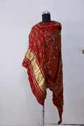 Rust Red Bandhani Gajji Silk Dupatta