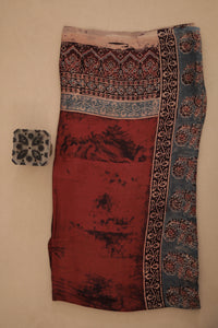 Rustic Maroon Ajrakh Modal Silk Dupatta