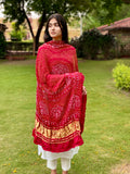Rustic Red Bandhani Gajji Silk Dupatta