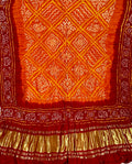 Saffron Orange & Red Bandhani Gajji Silk Dupatta