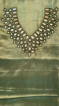 Sage Green Mirror Work Dress Material