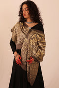 Sand Beige Ajrakh Mashru Silk Stole