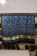 Sapphire Blue Ajrakh Modal Silk Dupatta With Lagdi Patta