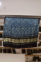 Steel Blue Ajrakh Modal Silk Dupatta With Lagdi Patta