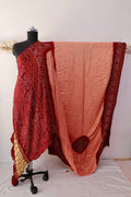 Terracotta Bandhani Gajji Silk Saree with Zari Pallu