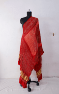 Tomato Red & Orange Gajji Silk Rai Bandhej Dupatta