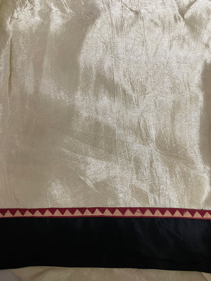 Ivory cream mirror work dress material showcasing intricate handcrafted embellishments