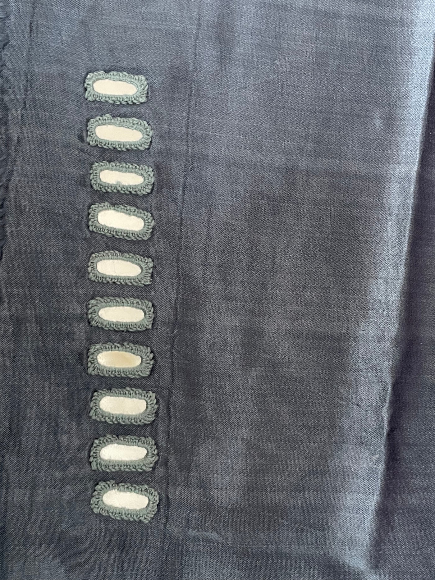 Metal grey mirror work blouse piece showcasing intricate handcrafted embellishments