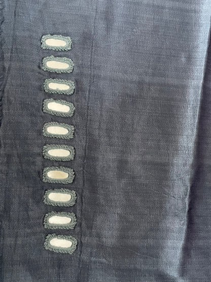 Metal grey mirror work blouse piece showcasing intricate handcrafted embellishments