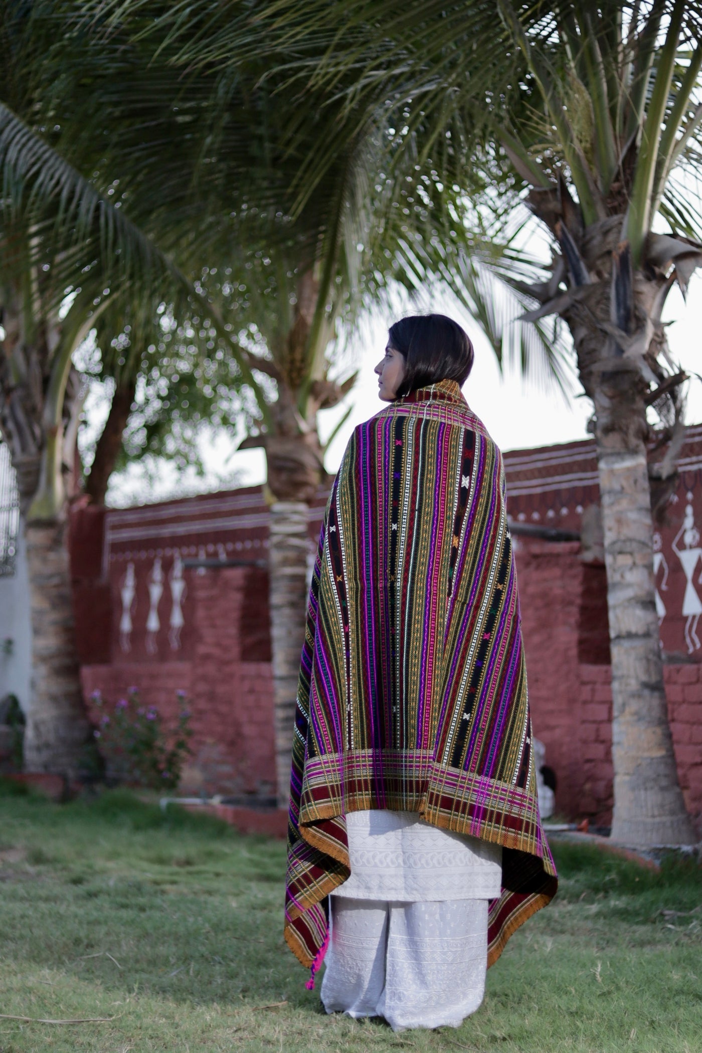 Premium handwoven woolen shawl with regal stripe detailing and a soft luxurious texture