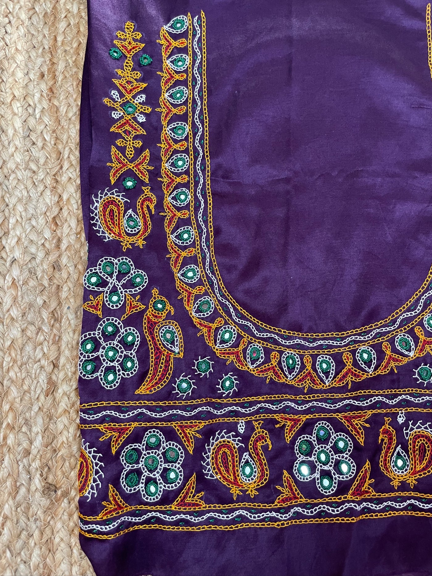 Traditional royal purple blouse piece featuring authentic Ahir embroidery craftsmanship