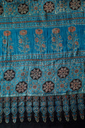 Turquoise Blue Ajrakh Modal Silk Saree
