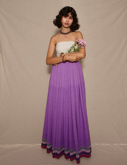 Violet Kala Cotton Bhujodi saree featuring traditional handwoven patterns and artisanal craftsmanship