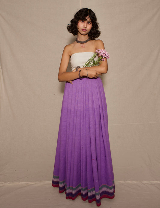 Violet Kala Cotton Bhujodi saree featuring traditional handwoven patterns and artisanal craftsmanship