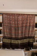 Walnut Brown Ajrakh Modal Silk Dupatta With Lagdi Patta