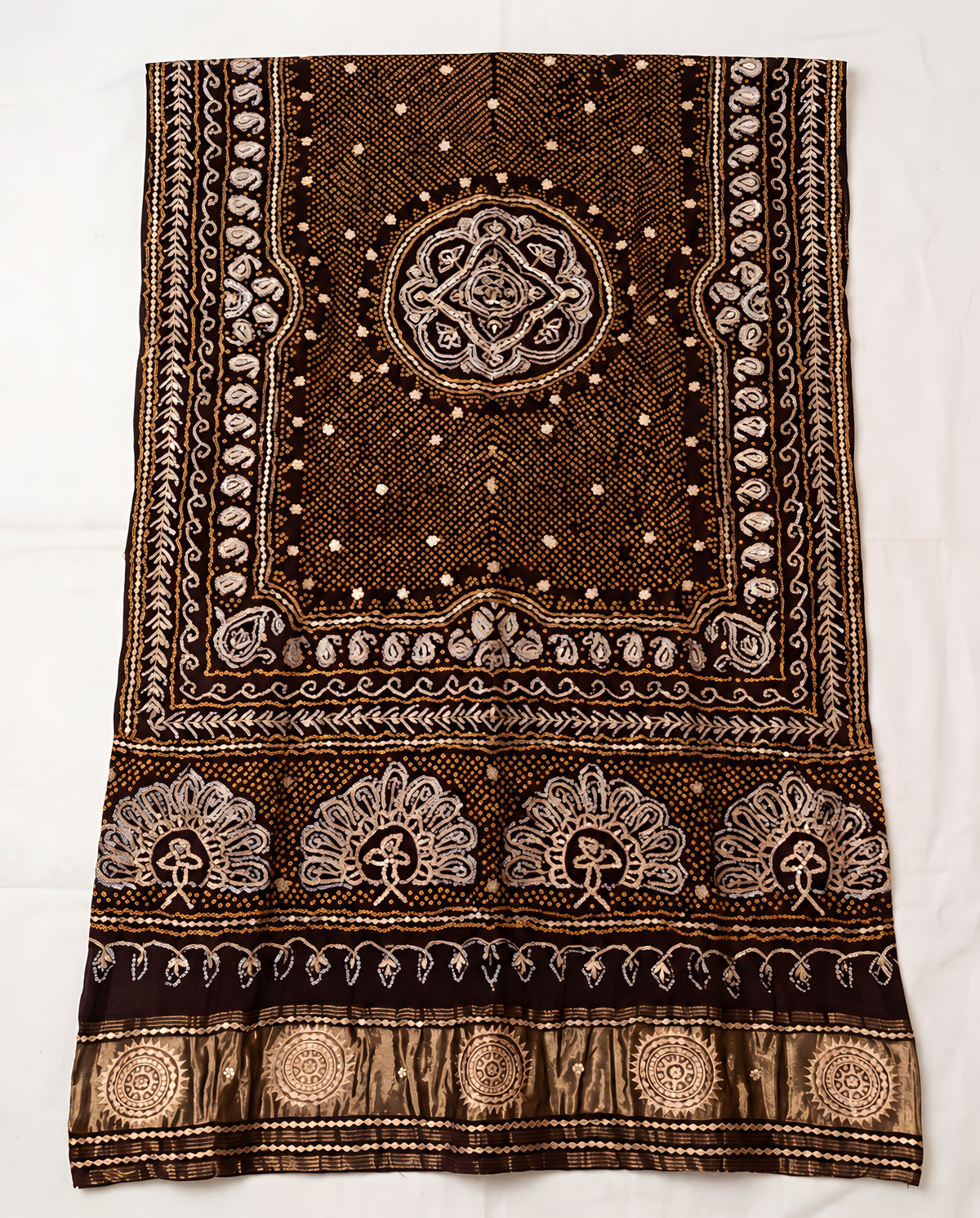 Black Gajji silk Bandhani dupatta with Gota Patti handwork