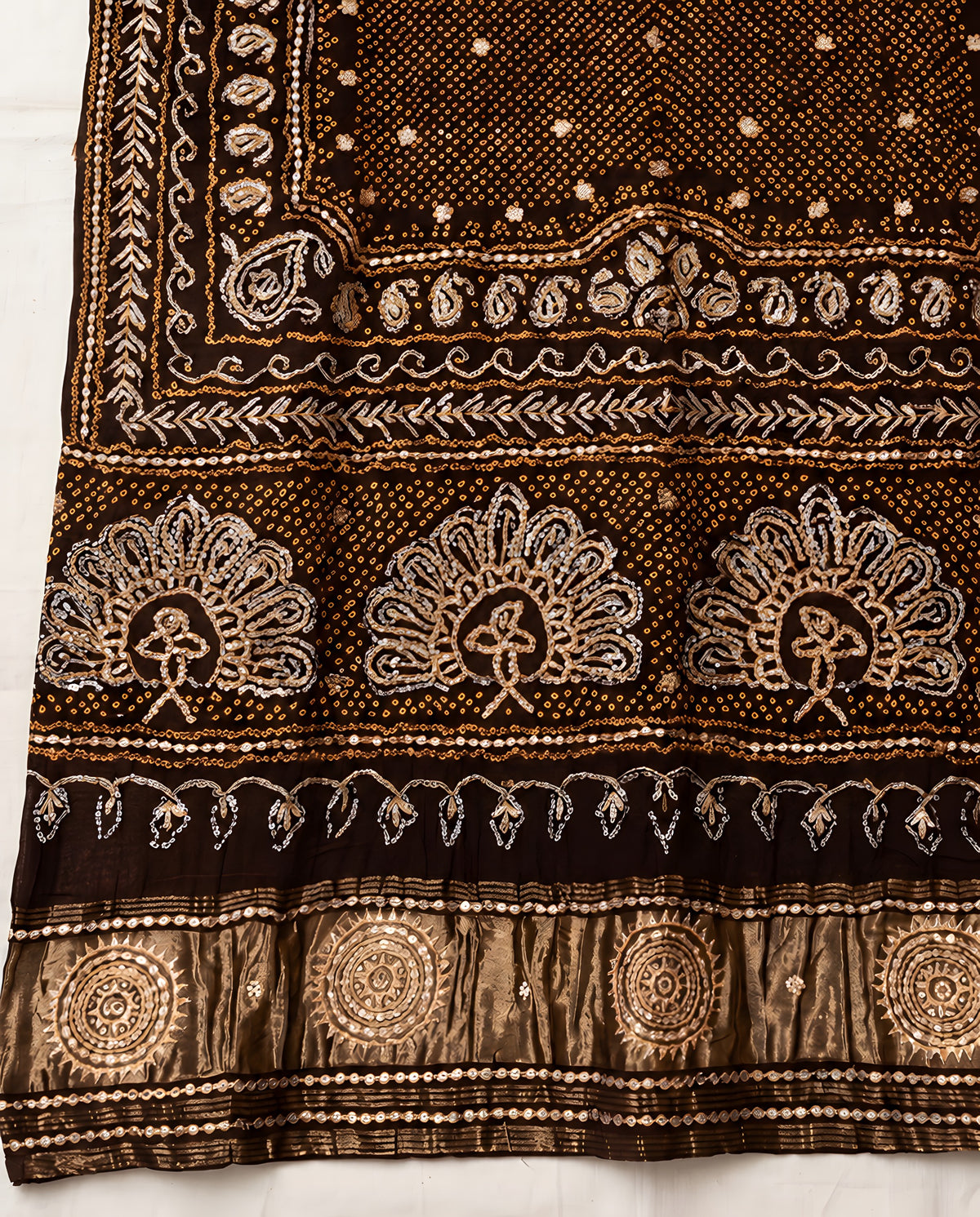 Metallic Gota Patti embellishments on black Gajji silk