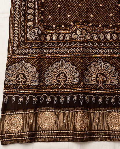 Metallic Gota Patti embellishments on black Gajji silk