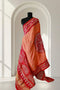 Peach & Red Gajji Silk Bandhani Gota Patti Dupatta