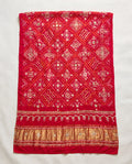 Ruby Red Bandhani Dupatta with Gota Patti Work