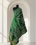 Emerald Green Bandhani Dupatta with Gota Patti Work