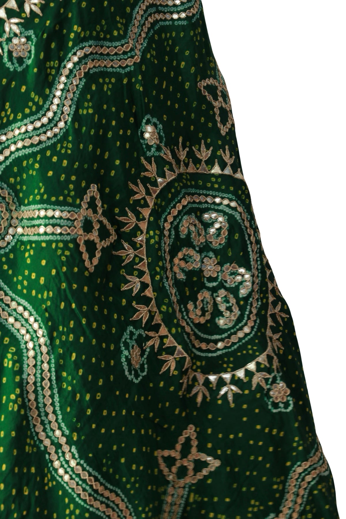 Handcrafted Emerald Green gota patti Bandhani dupatta by BIJOI