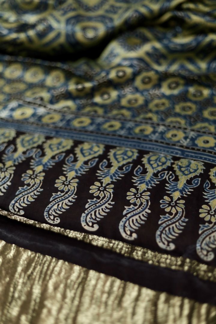 AJRAKH MODAL SILK DUPATTA WITH LAGDI PATTA