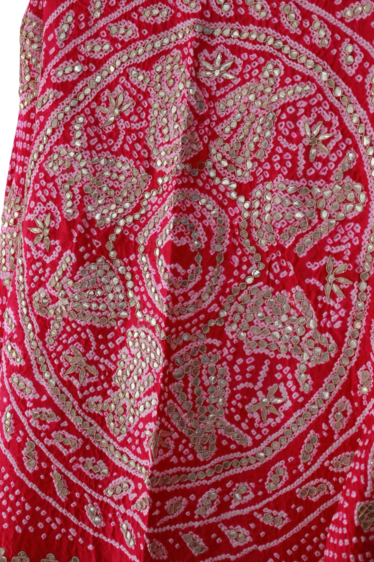 Gulaal Red Gajji silk Bandhani gota patti dupatta