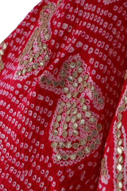 Gulaal Red Bandhani gota patti dupatta for weddings and festive wear