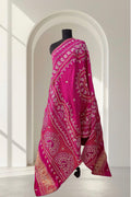 Gulabi Pink Bandhani Dupatta with Gota Patti work
